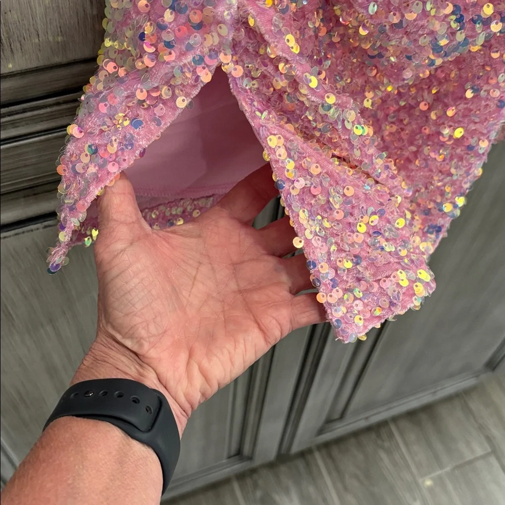 Lucy in the Sky Pink Sequin Mini Dress - Picture 2 of 9